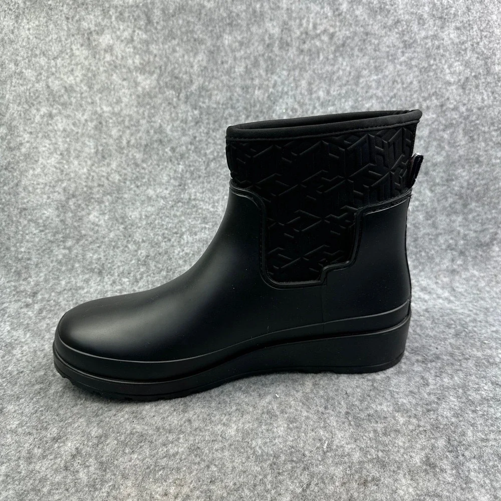 Tommy Hilfiger Benio Black Faux Fur Lined Rain Boots Womens 10M TWBENIO